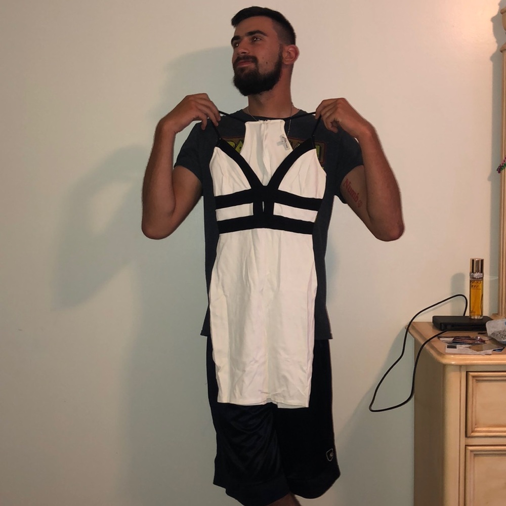 White and black dress